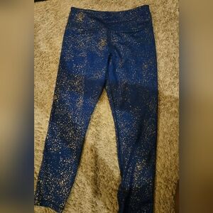 Zyia Light N Tight Stylish Blue and Gold Women's Leggings